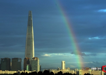 [포토] 소나기 후 무지개 걸린 하늘
