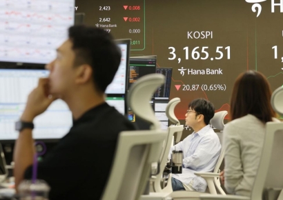 코스피, 외인·기관 순매도에 3170선으로 후퇴