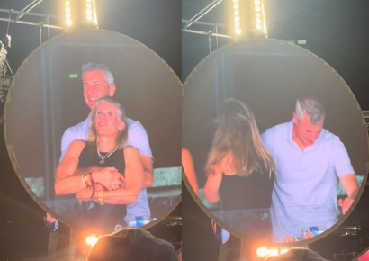 콜드플레이 공연장 키스캠에 포착된 중년커플…다급히 숨은 이유