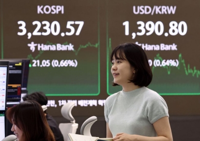 코스피 4년 만에 최고치…3230선 반등 마감