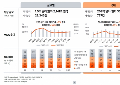 "상반기 국내 M&A 건수·금액 모두 전년比 두자릿수 감소"