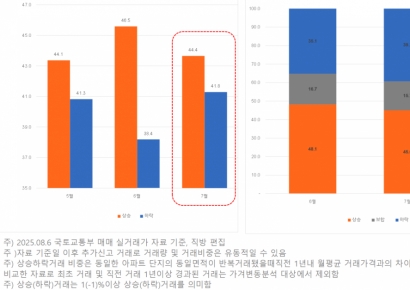 6·27 대책 한 달만에 수도권 하락거래 4.1%P↑…세종도 10%P 늘어