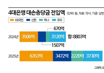 "기업대출 여력 늘려야"…은행 대손충당금 1년 새 2배↑