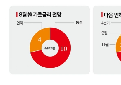 [금통위poll]①"성장률 반등한다…8월 금리 동결 71%·다음 인하 10월"