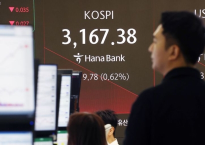 코스피, 기관·외국인 순매수에 장중 상승 전환