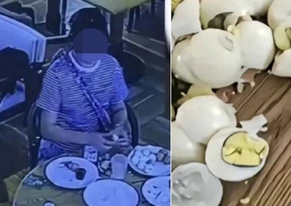 뷔페서 달걀 수십개 들고 나가려다…"못 싸간다" 하자 으깨며 난동 부린 中여성