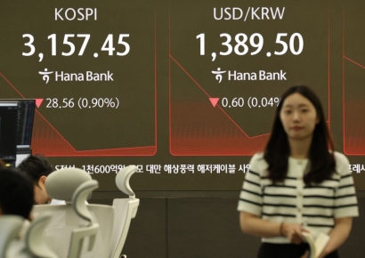 코스피, 장중 1.60%↓…3130선 '털썩'
