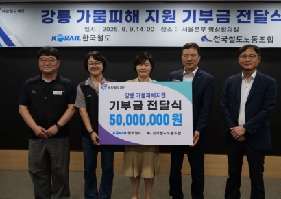코레일 노사, 강릉 가뭄 성금 5000만원 기부