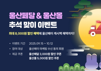 “최대 18% 울산페이 적립금 혜택까지”… 울산시, 추석 맞이 ‘울산페달·울산몰 할인쿠폰전’