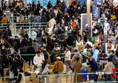 "韓 여행, 시작부터 피곤해"…외국인들 학 떼는 인천공항 '긴 꼬리 대기줄'