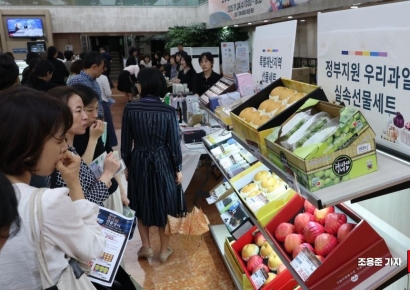 [포토] 추석 선물세트 고르는 정부청사 직원들 