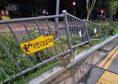 [포토] 세종시 대평동 '어린이보호구역 시설물' 파손