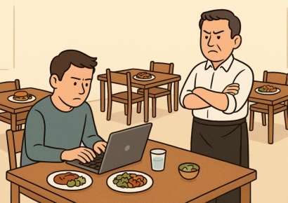 "아직 밥 남았어요" 백반집서 4시간째 노트북 작업…사장 '울분' 터진 사연
