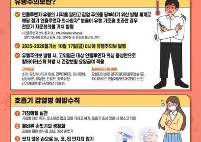 화순군, '인플루엔자 유행주의보' 발령