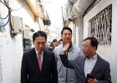 [포토] 장동혁 대표-오세훈 시장, 상계5 재정비촉진구역 점검