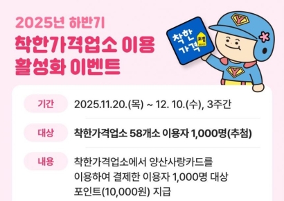 양산시가 쏜다!… ‘착한가격업소’ 이용 활성화 이벤트 진행