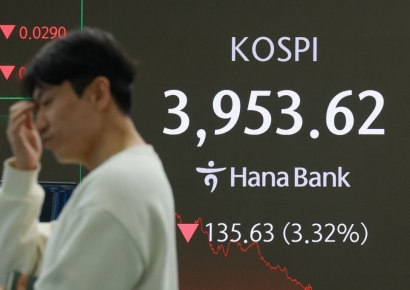 4000선 붕괴, 코스피 3%대 급락 마감…"국내 고유 악재 아냐"