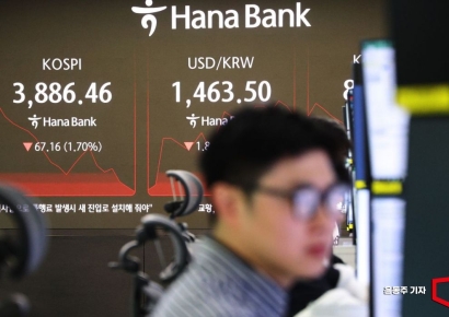 [포토] 장중 3900 무너진 코스피 지수