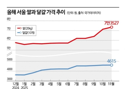연말로 갈수록 뛰는 쌀값…내릴 줄 모르는 달걀값
