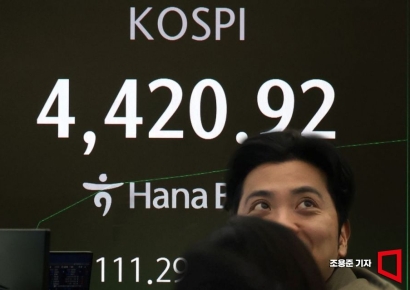 [포토] 코스피 장중 4420.92 최고가 찍어