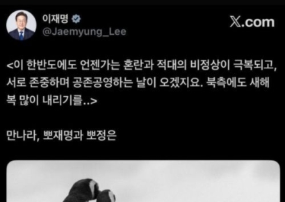 '만나라, 뽀재명과 뽀정은'…李대통령, "北에도 새해 복 많이 내리기를" 