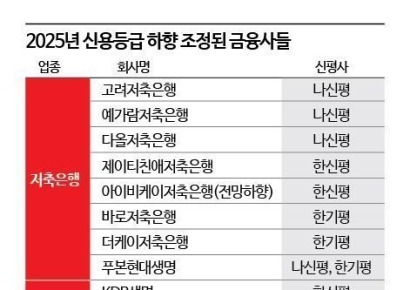 신용등급 떨어진 금융사 어딘지 보니…저축은행·보험 다수