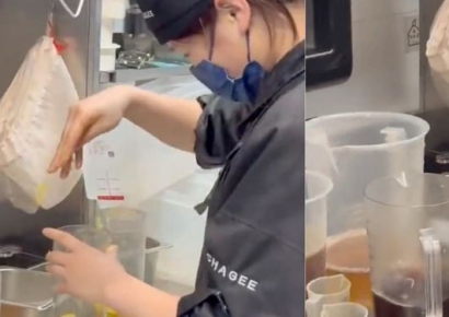 "컵에 맨손 넣고 휘휘"…中 음료 프랜차이즈 위생 논란