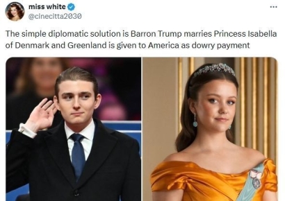 "트럼프 막내아들·덴마크 공주 결혼하면 만사형통" 그린란드 해법 화제