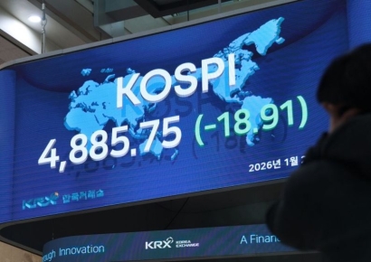 [포토] '오천피' 앞둔 코스피, 13일만에 하락