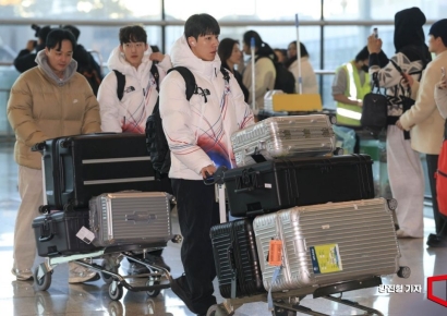 [포토] 인천공항 도착한 쇼트트랙 황대헌