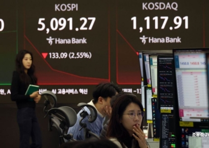 [포토] 장중 5,100선 아래로 내려간 코스피