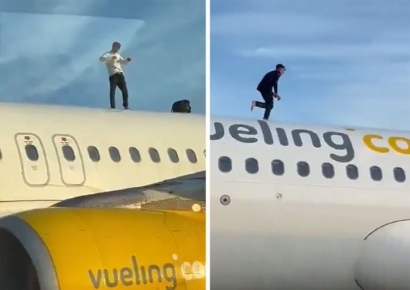 "저긴 어떻게 올라간 거야"…출발 앞둔 비행기 위 올라 춤판 벌인 남성