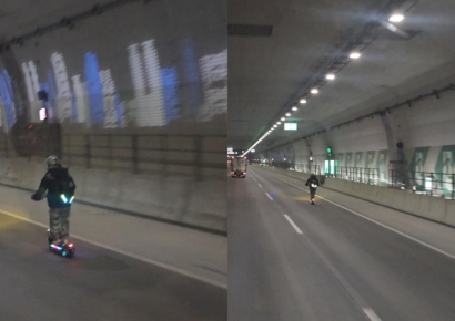 시속 110㎞ 고속도로서 '킥보드 질주' 경악