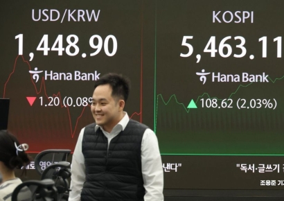 [포토] 장중 5,460선 돌파한 코스피...사상 최고가 