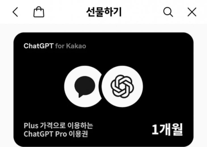 "10분의 1 가격"…카카오톡 선물하기에 뜬 '챗GPT 프로' 2만9000원