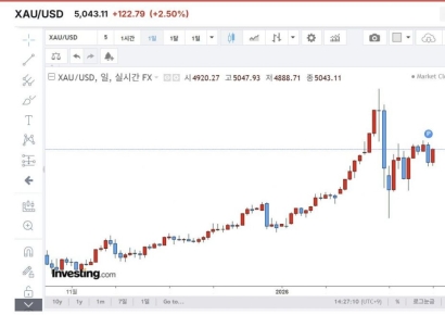 금값, 급락 후 5000달러에서 주춤…"조정 후 오름세 보일 것"