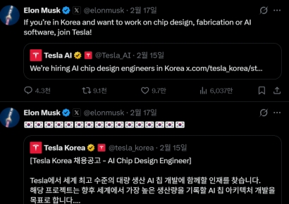 머스크, 태극기와 함께 한국 반도체 인재 공개 구인 나서(종합)