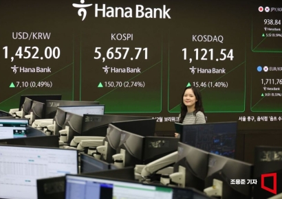 [포토] 코스피 장중 사상 첫 5600선 돌파