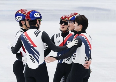 韓쇼트트랙 남자 5000m 계주에서 2회 연속 올림픽 은메달