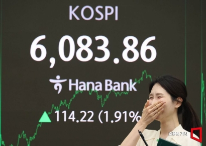 [포토] 사상 첫 6000 돌파한 코스피