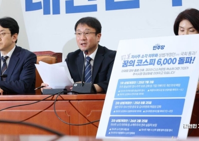 [포토] 한병도 "코스피 6천100 돌파 대기록…이젠 주가 누르기 방지법"