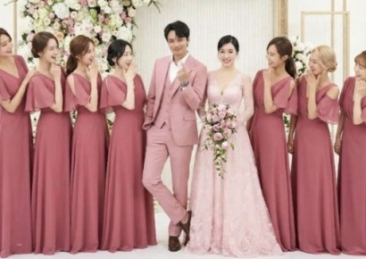 "소녀시대 다 모여 축하?"…변요한·티파니 웨딩사진의 진실