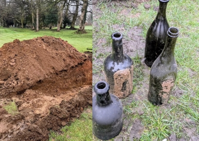 골프장에 생긴 싱크홀 밑에서 '우르르'…수백 개 와인병 발견