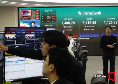 [포토] 국제유가 상승 영향 코스피 하락