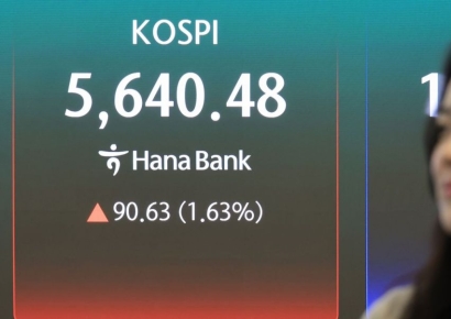 코스피, 기관 매수에 1%대 강세…5640선 마감