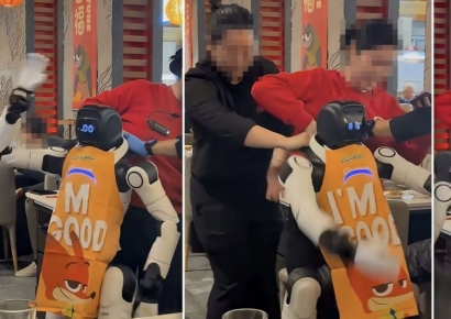 "전원 버튼 어딨어"…美 훠궈 식당서 로봇 난동에 직원들 '진땀'