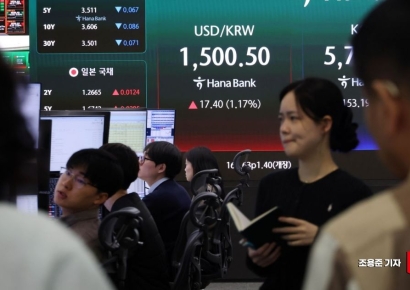 [포토] 1,500원대로 올라선 환율