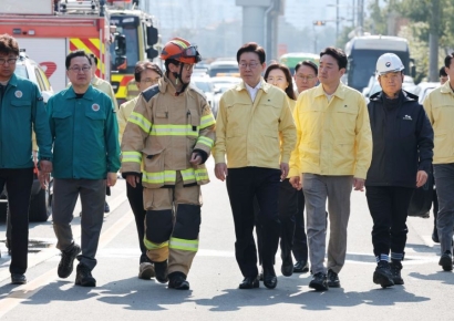 李대통령, 대전 화재참사 현장 찾아 수색·수습 상황 점검…"2차 사고 없도록"