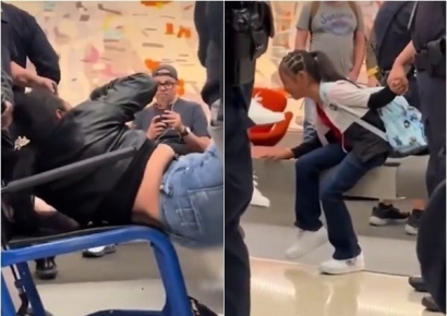 "아이 앞인데 어떻게" 9살 딸 앞에서 母 질질…비인도적 연행 논란