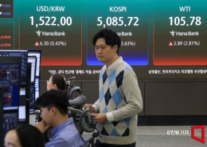 [포토] 불붙은 유가, WTI '100달러 돌파'